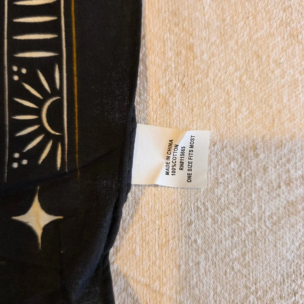 Southwestern Desert Night Bandana Cotton Saguaro Cactus Celestial Scarf Black